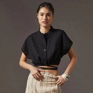 Anthropologie Corey Lynn Calter Black Aubrey Textured Crop Top Size M